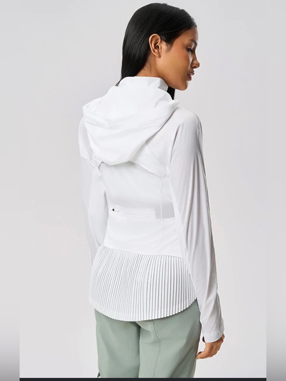 lululemon athletica White Hooded Pleated-Back Long Sleeve Top